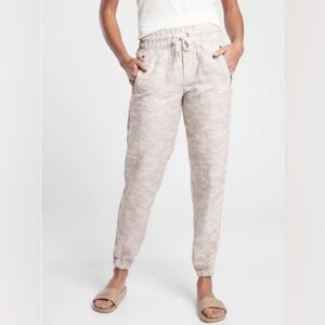 Athleta Cabo Tide Linen Jogger Women’s 2 Beige Camo Pants